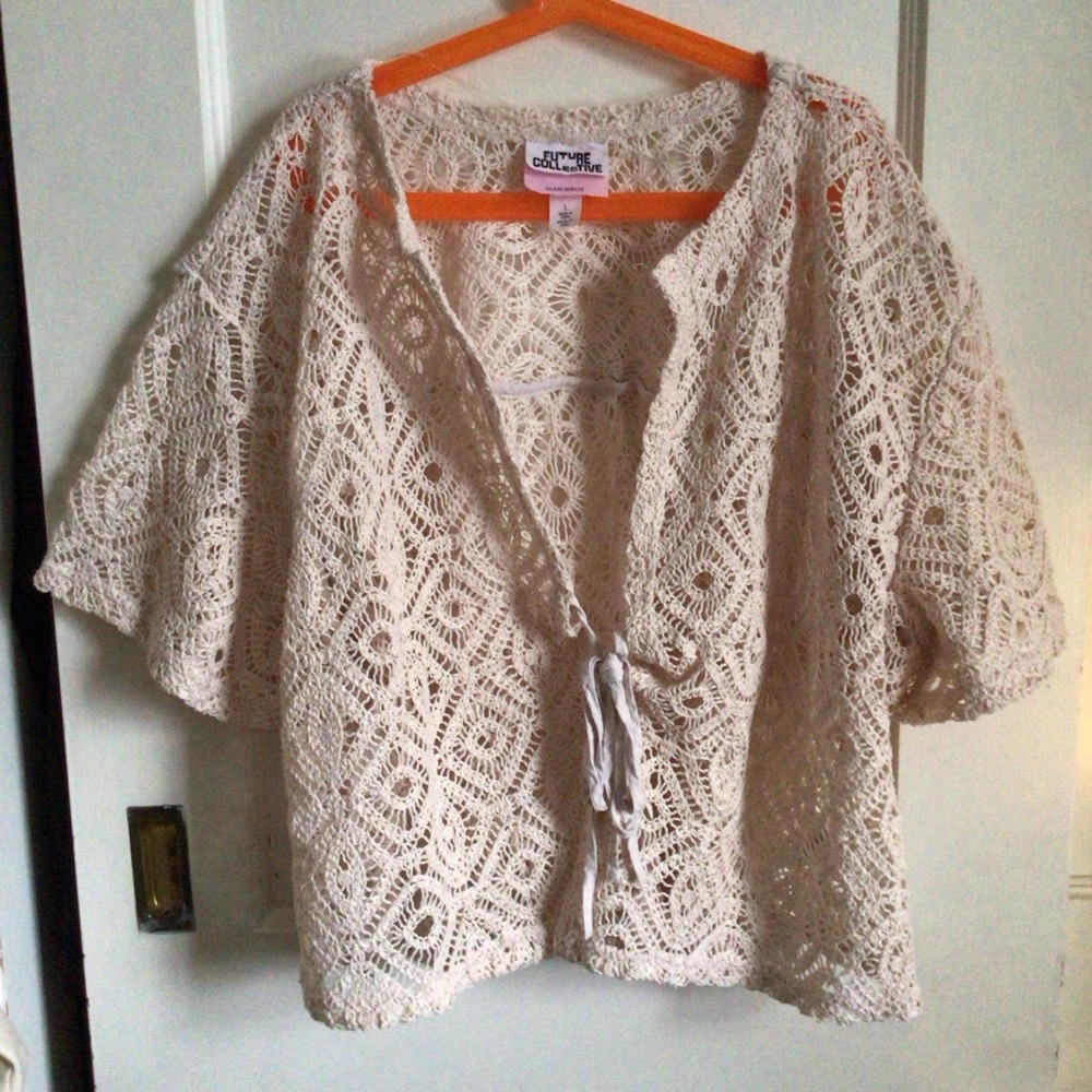 Elegant Beige Crochet Blouse